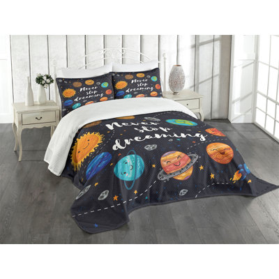 Ambesonne Saying Bedspread Set Outer Space Star Cluster Multicolor -  bed_19171_queen