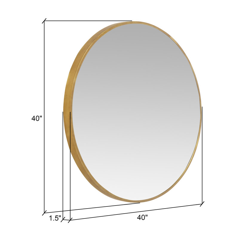 Bali Round Metal Modern Wall Mirror, Gold, 40" x 40"