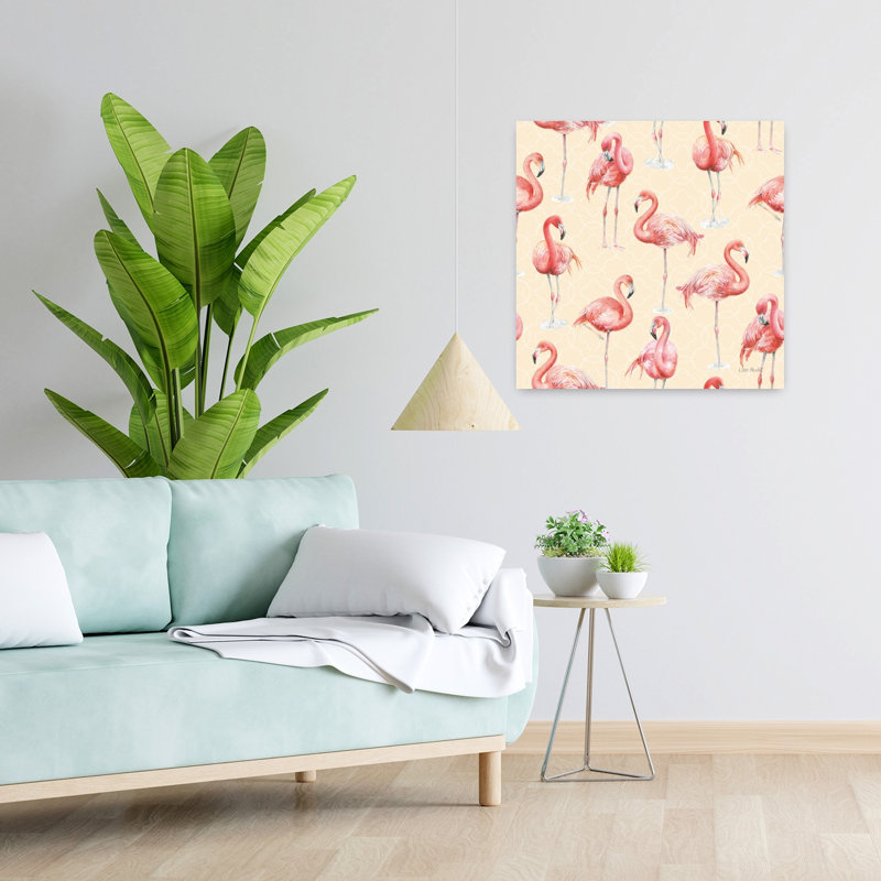 Motif gracieusement rose de flamant rose, art tropical, H 24 po x l 24 po