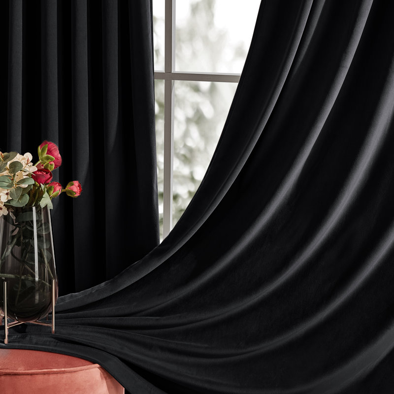 Total Blackout Luxury Rod Pocket and Back Tab curtains(1 Panel), Black, 52" W x 90" L