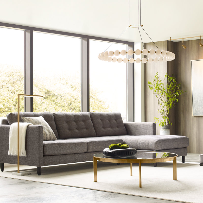 Klee LED Task Floor Lamp, Natural Brass / White Marble