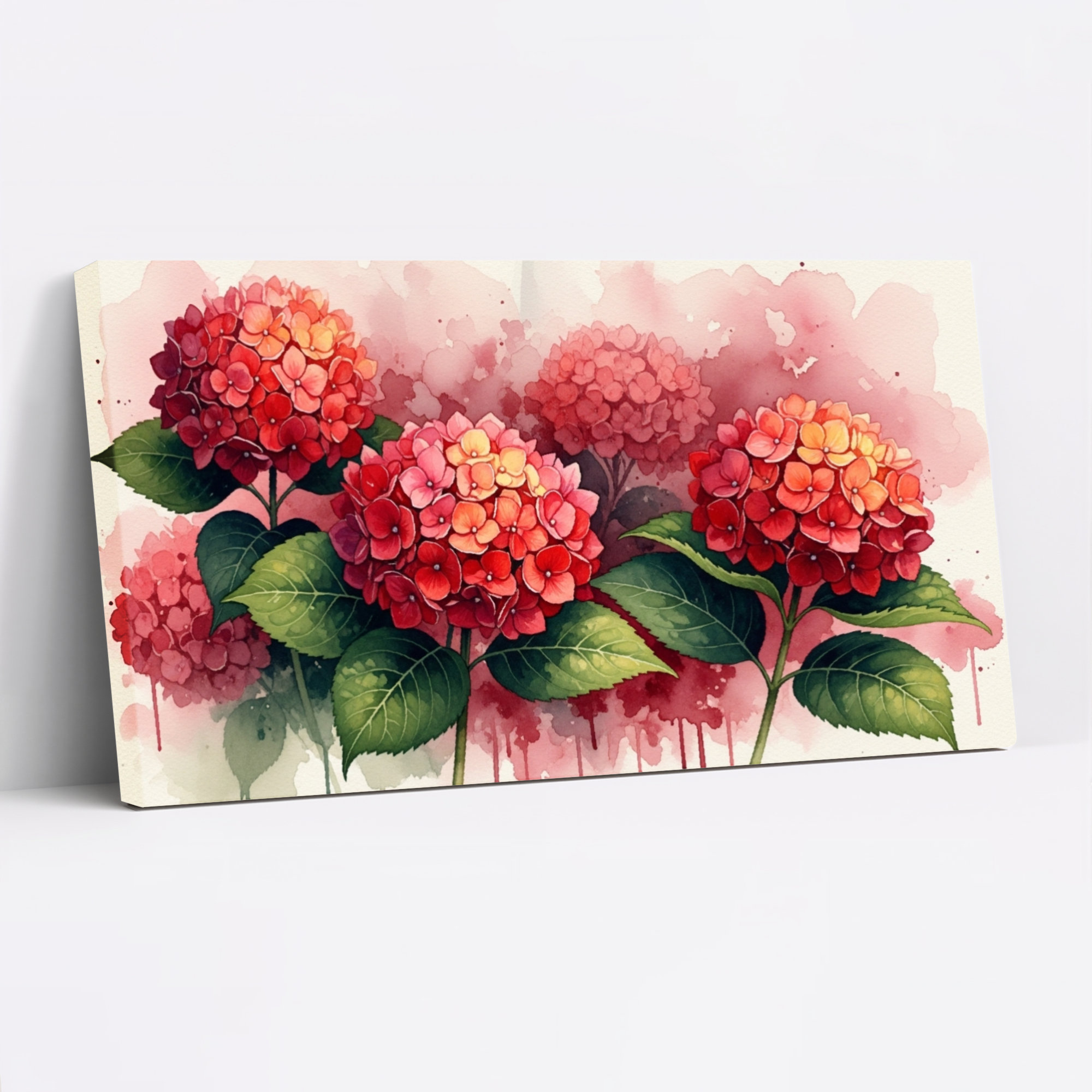 Red Barrel Studio® Hydrangea Floral Watercolor Canvas Wrapped Wall Art ...