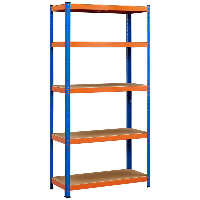 90cm W Steel Shelving Unit, Orange/Blue