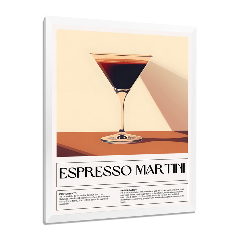 «Straight Up Espresso Martini», impression d'art mural, Cadre photo blanc, H 40 po x l 30 po