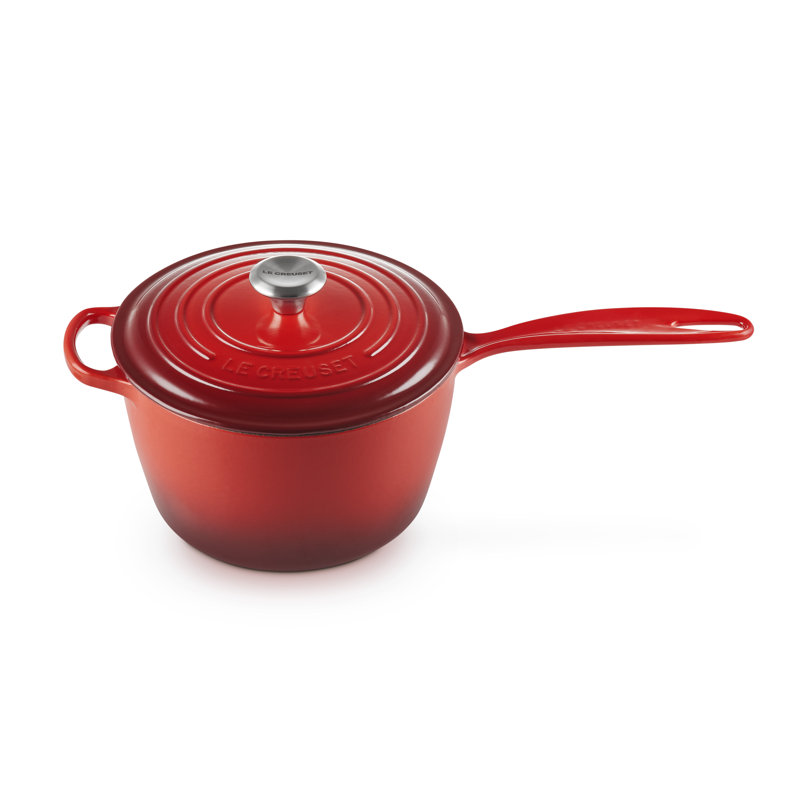Le Creuset Signature Cast Iron Saucepan, Cerise, 18cm
