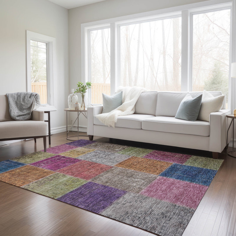 Washable Patchwork Indoor / Outdoor Rug, Rectangle 8' x 10'
