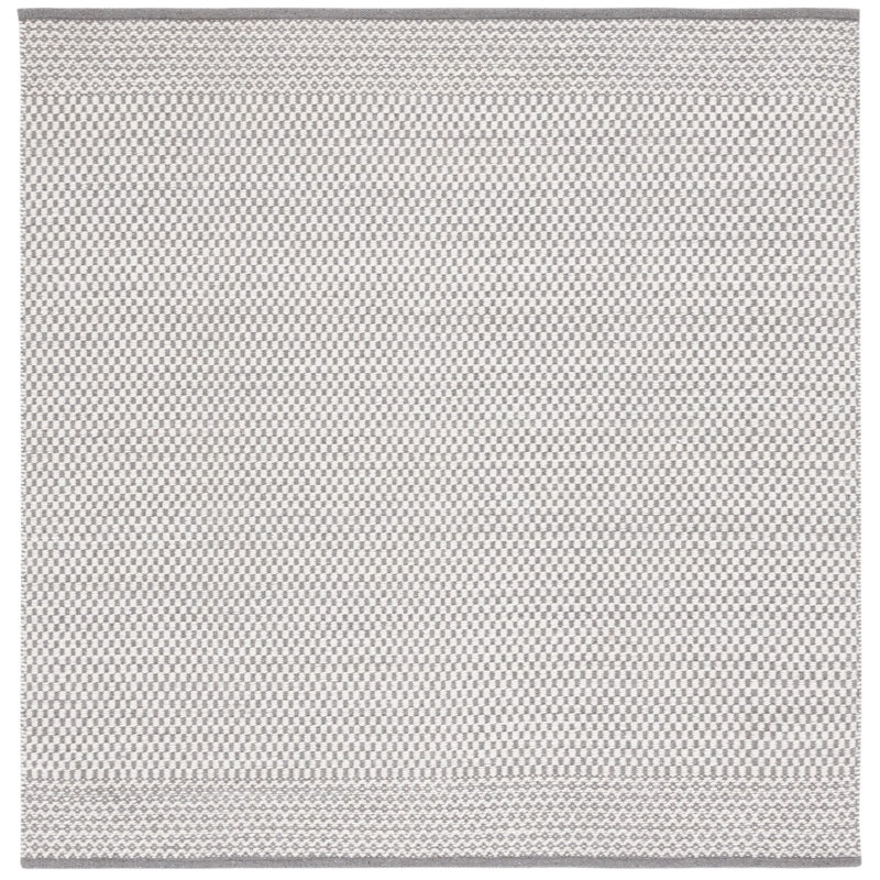 Wetherington Flat Weave Wool/Cotton Geometric Rug in Ivory/Gray, Square 6'