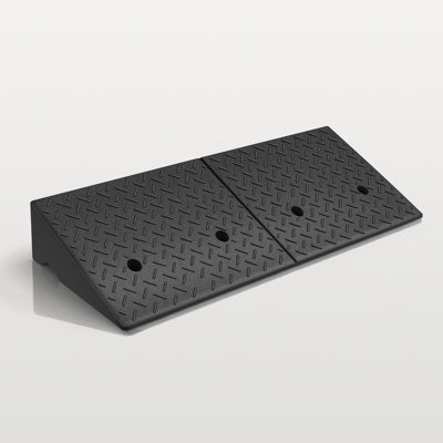 Rubber Curb Ramp  Rise Heavy-Duty Threshold Driveway Ramp For Cars, Warehouse, And Garage Use