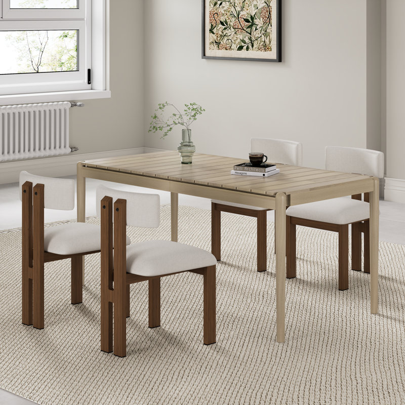 Uecker 5-Piece Dining Set, Natural Oak, White