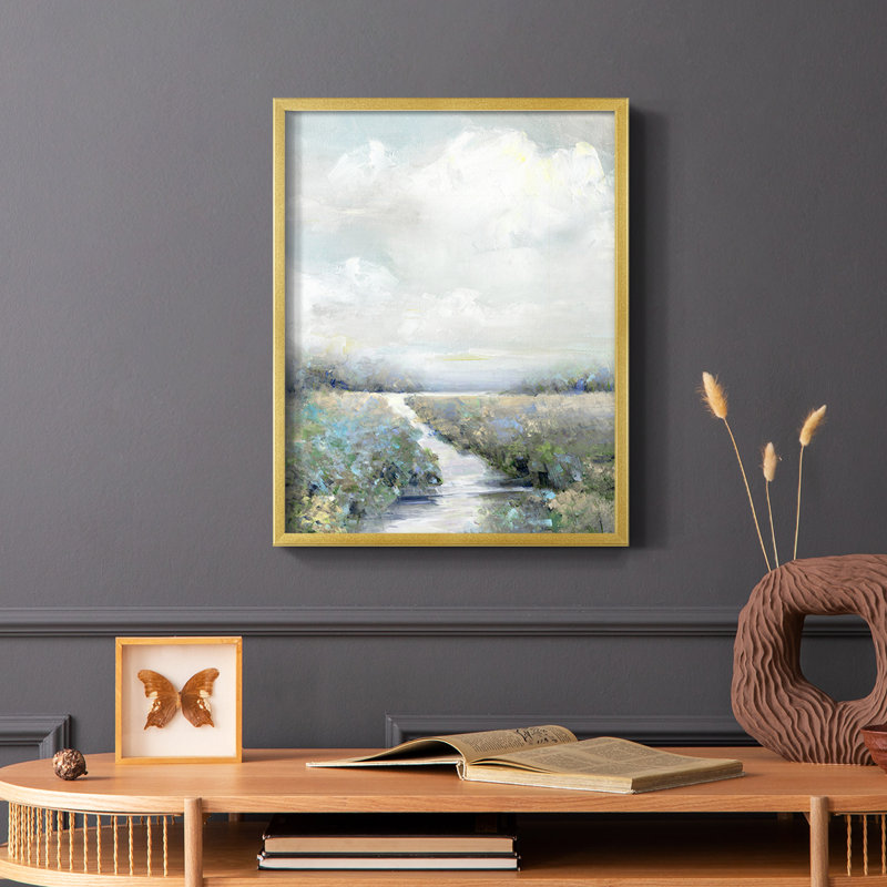 Reproduction encadrée péninsule - bois massif, Or, H 28 po x l 22 po