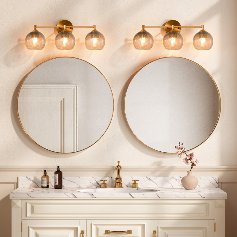 3-Light Bathroom Dimmable Vanity Light，Broken glass design