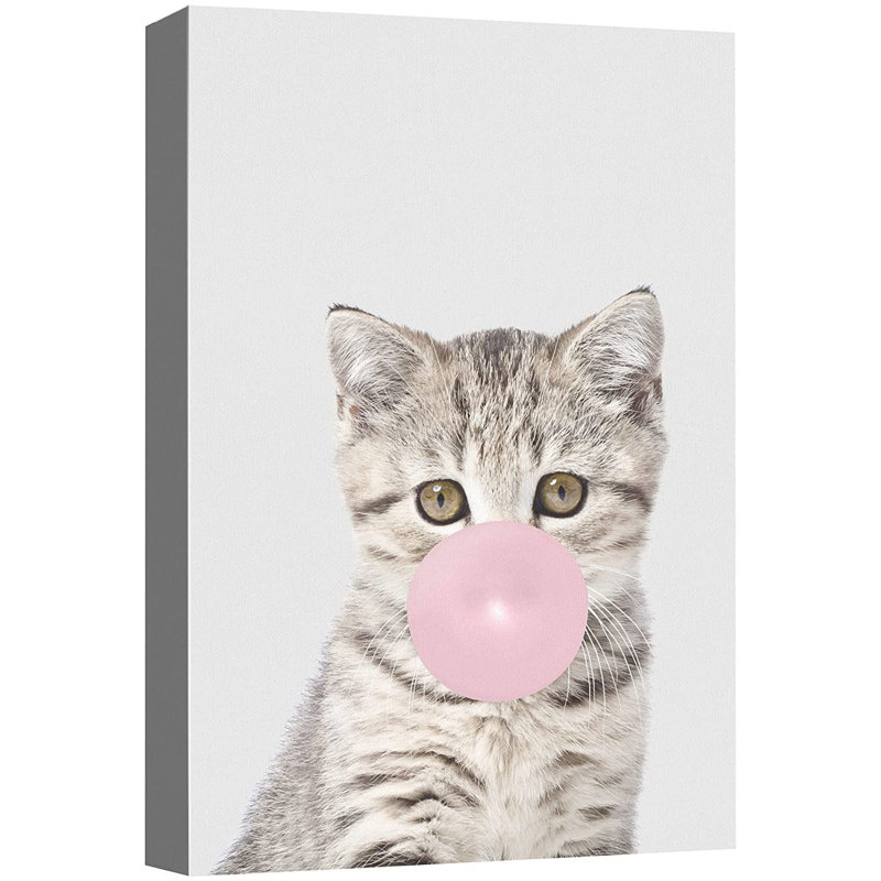 Baby Animals " Bubblegum Cat Kitten ", Wrapped Canvas, 36" H x 24" W