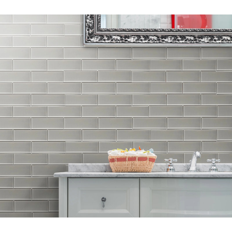 Carreau de verre 4 po x 12 po gris glace (0,33 pi2 / pièce)