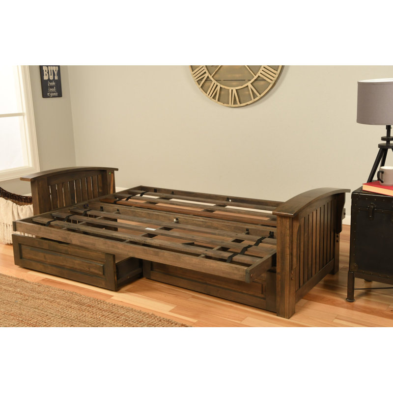 Stratford Futon Frame and Storage Drawers, Mattress Not Included, 33" H x 87" W x 37" D
