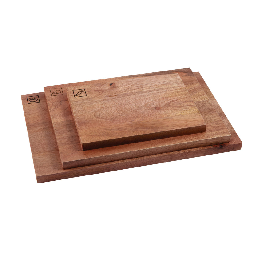 Tower T847045, 3 Pieces of Chopping Boards, Small, Medium, Large, Suitable for Food Preparation & Serving, Mango Wood