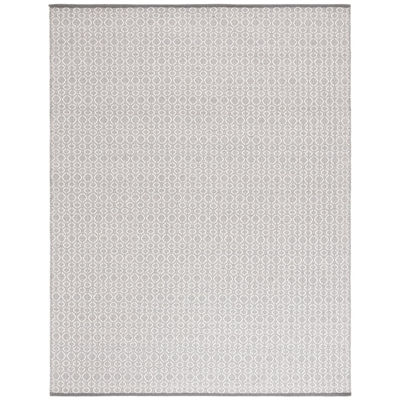 Nickholas Flat Weave Wool/Cotton Geometric Rug in Ivory/Gray, Rectangle 8' x 10'