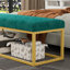 Banc de style Mid-Century moderne en cuir pu, pour vestibule, structure en acier, capacité de 600 lb, rebond haute densité, assise en cuir synthétique confortable, rembourrage moelleux et facile à assembler