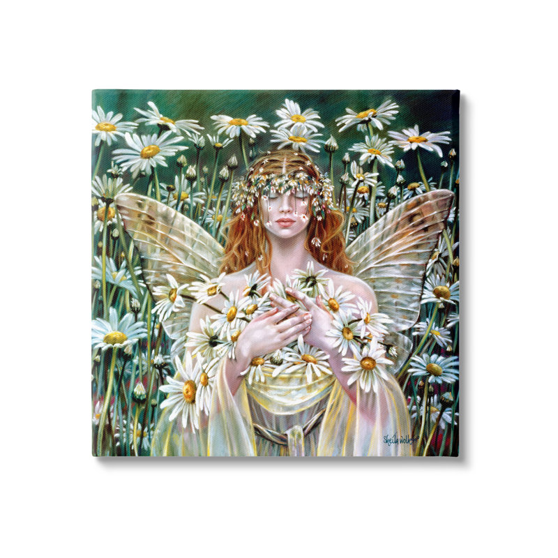 Champ de marguerite féerique sur toile, H 17 po x l 17 po x P 1,5 po