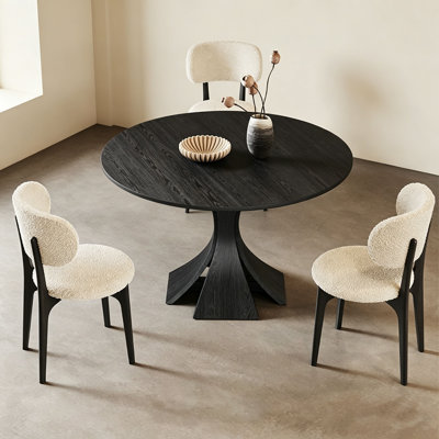 French Vintage Black Round Dining Table