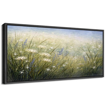 "Soft Meadow Wildflowers", paysage botanique, décoration murale pour salon, très grandes photos, impression sur toile encadrée