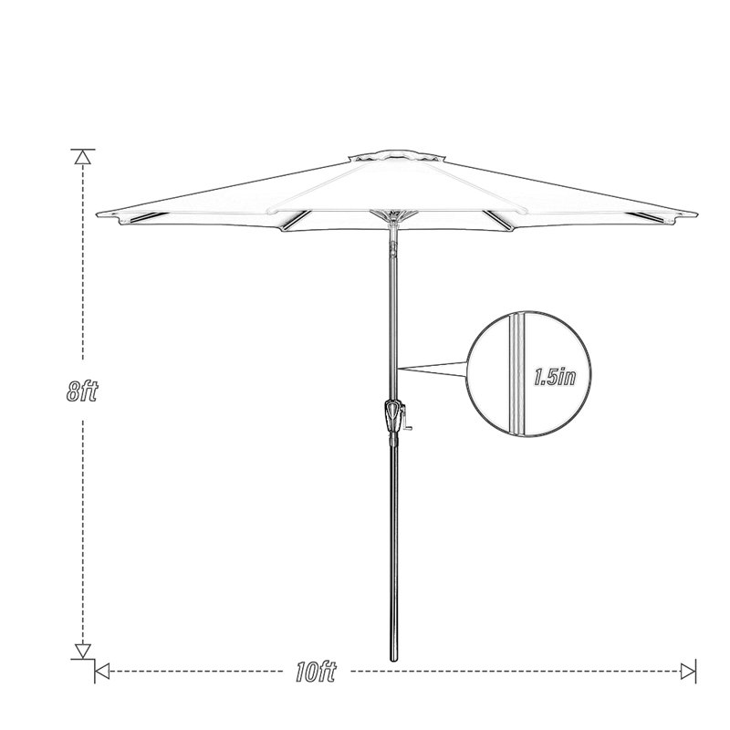 Parasol de marché avec manivelle 120 po Tafsir, Brun clair
