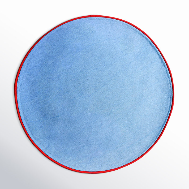 Blush And Pine Color Block Round Placemat Set Of 4, French Blue/Red