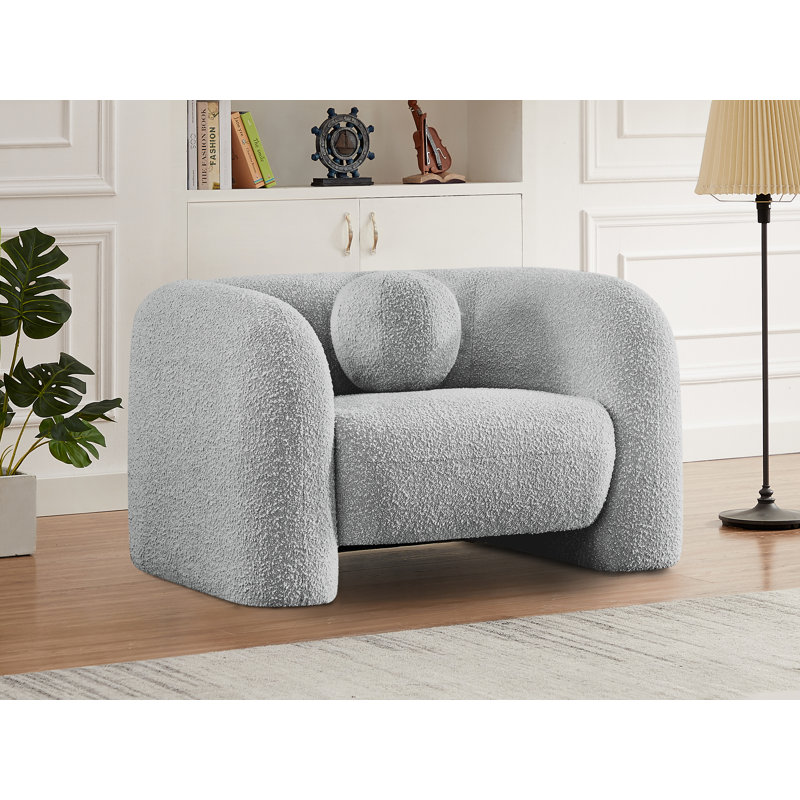 Chaise Boucle en tissu Emory, Tissu gris bouclé