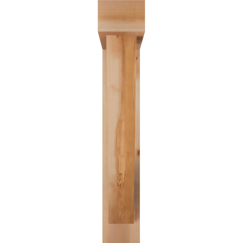 6"W x 28"D x 36"H Traditional Block Rough Sawn Bracket w/ Offset Brace, Western Red Cedar, 36 x 28