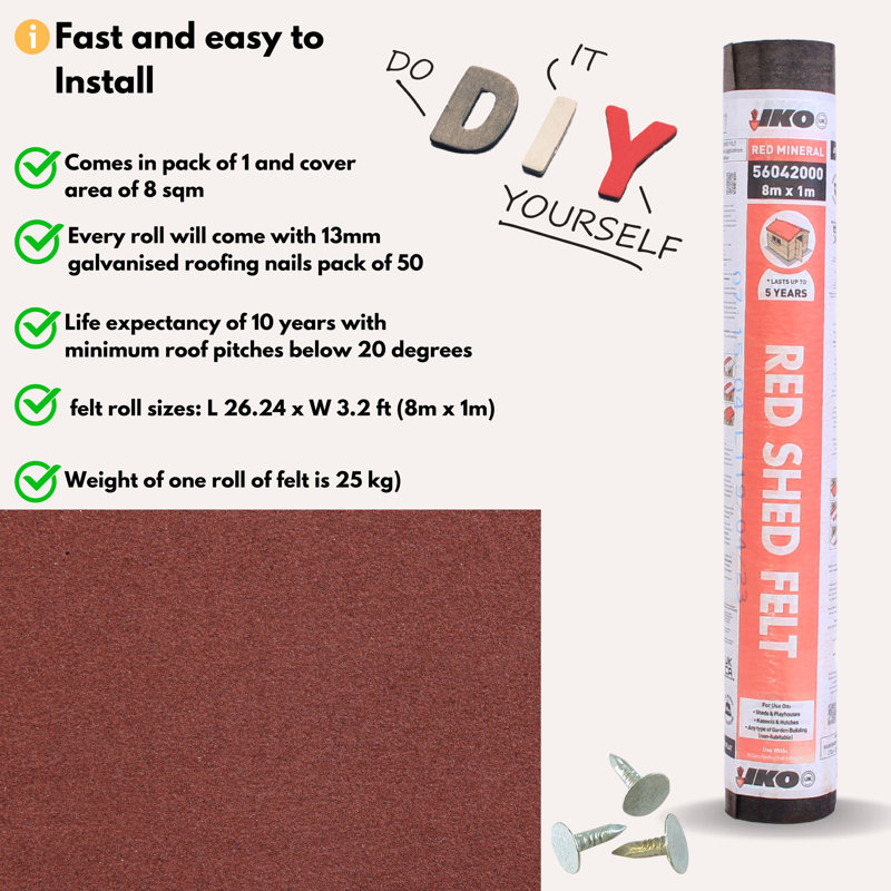 NOVECRAFTO Rust Resistant Compressed Polyester Roof Strengthening Kit, Red