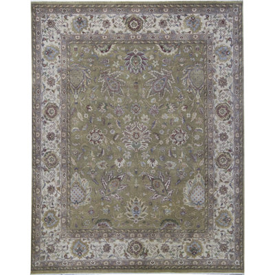 Tapis doré et beige noué à la main de haute qualité
