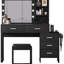 Ensemble de coiffeuse 47 "avec lumières, ensemble de coiffeuse avec station de charge
