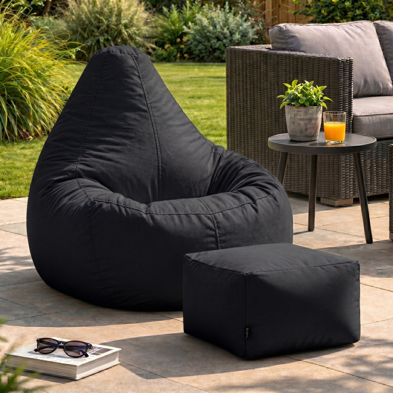 icon Recliner Bean Bag Chair & Pouffe, Black