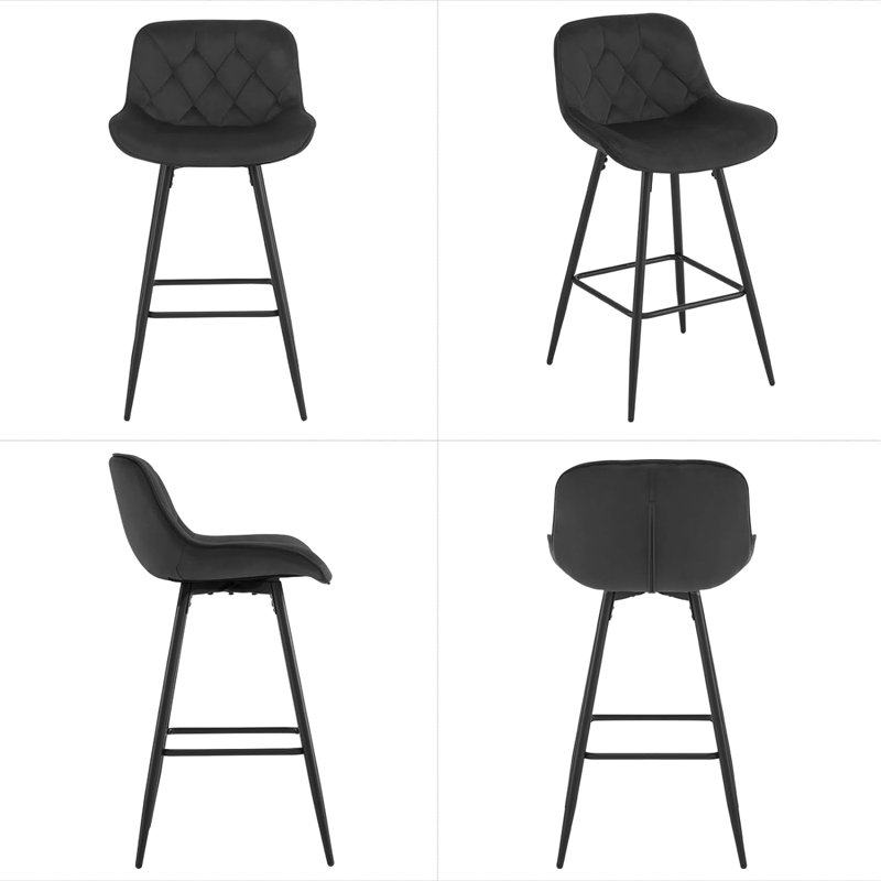 Agna Upholstered Counter Stool with Metal Frame, Black, 4