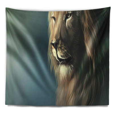 Lion avec une tapisserie serious look Animal