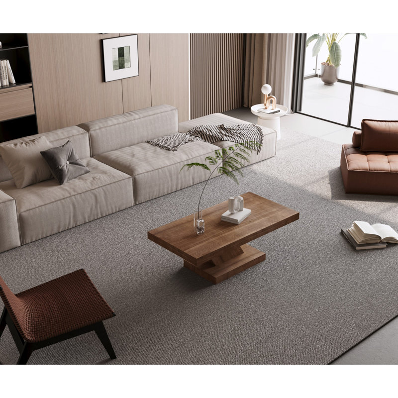 Table basse moderne pour le salon, table centrale avec amplement d'espace de rangement, Walnut