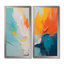 «Blue and Orange Paint Expression», art abstrait sur toile, ensemble d'art abstrait encadré bleu