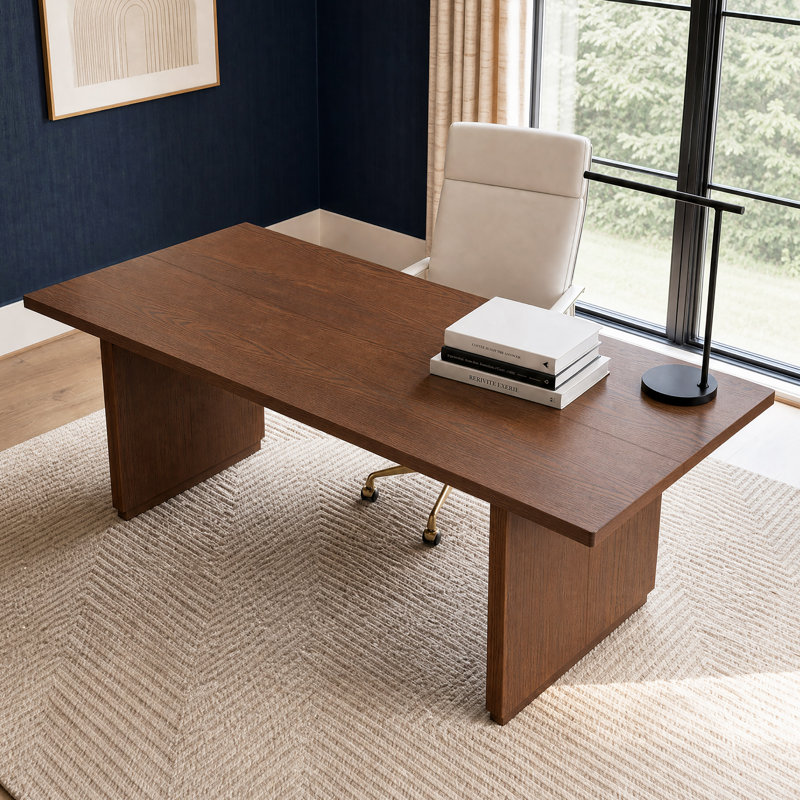 83.9'' W Solid Oak Executive Computer Desk