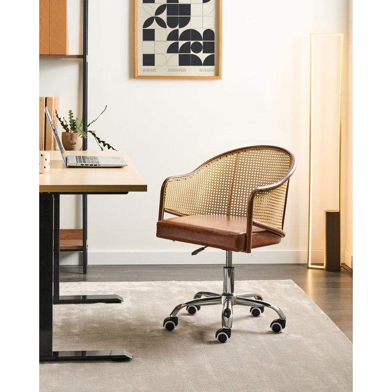 Desk Chair REDDING Faux Leather, Brown