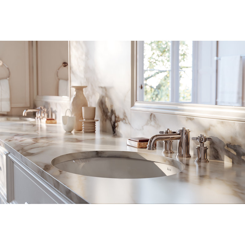 Armstrong™ Widespread Lavatory Cross Handle Faucet with Low Spout, Polished Nickel