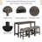 Power-Equipped 4-Piece Bar Set With 3 Padded Stools, Behind Sofa Table For Living Room & Kitchen, Dark Gray