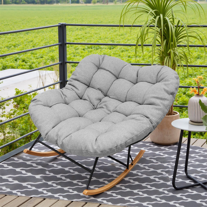 Chaise berçante d'extérieur, fauteuil berçant moderne avec coussin E-Coated