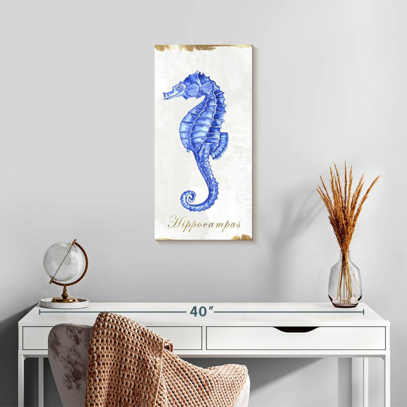 Hippocampe bleu, H 24 po x l 12 po