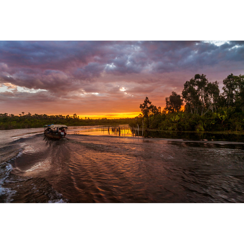 Lavania Barge At Sunset by Pierivb - Wrapped Canvas Print, 30cm H x 46cm W x 3.8cm D