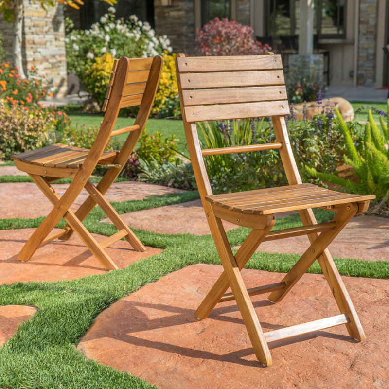 Outdoor Acacia Wood Folding Dining Chair (Set Of 2),Natural, Natural, 2