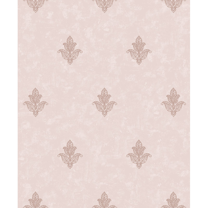 Emporium Metallic Mehndi Motif 3D Embossed 33' L x 21" W Wallpaper Roll, Pink