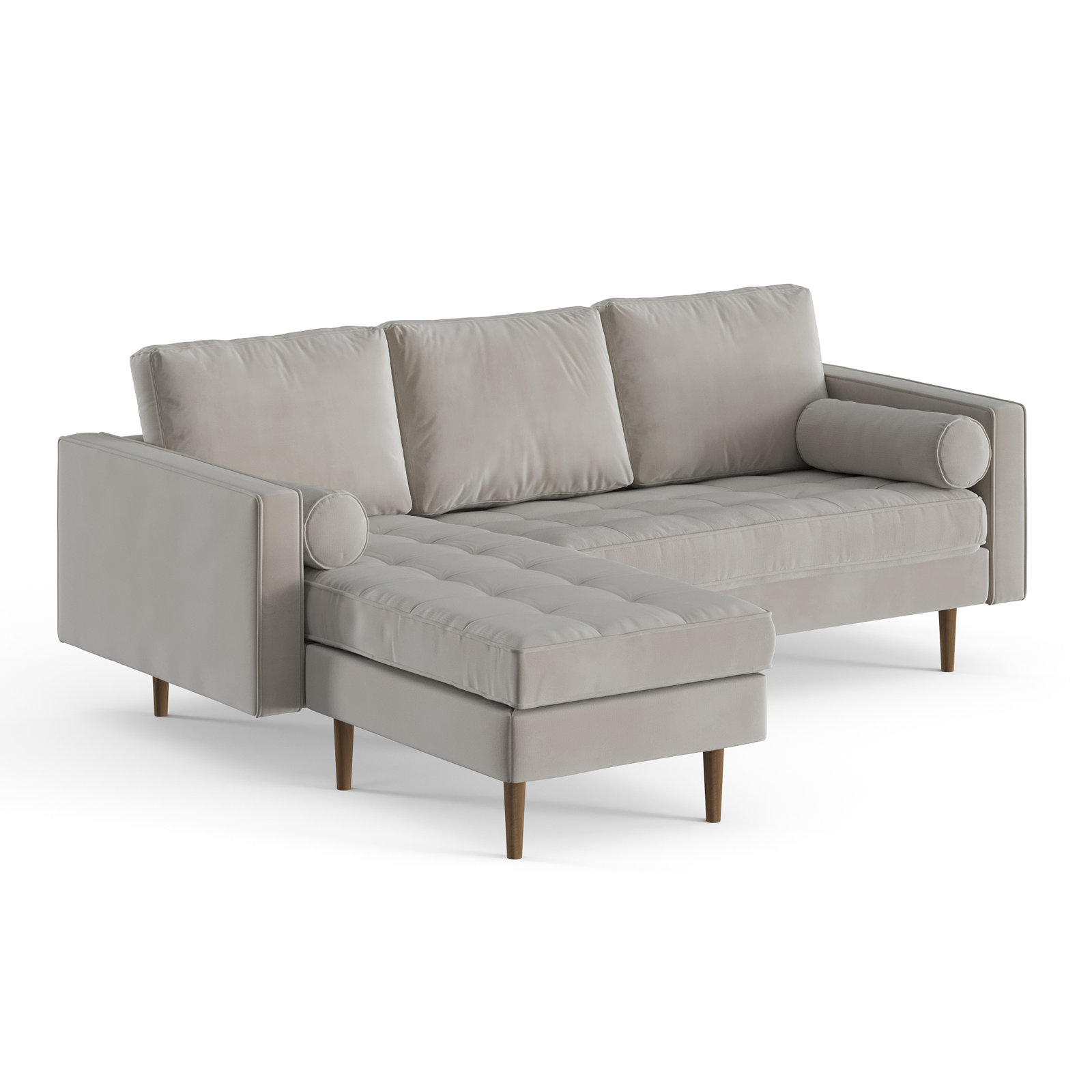 Geo Velvet Reversible Sofa and Chaise, Bella Platinum Performance Velvet