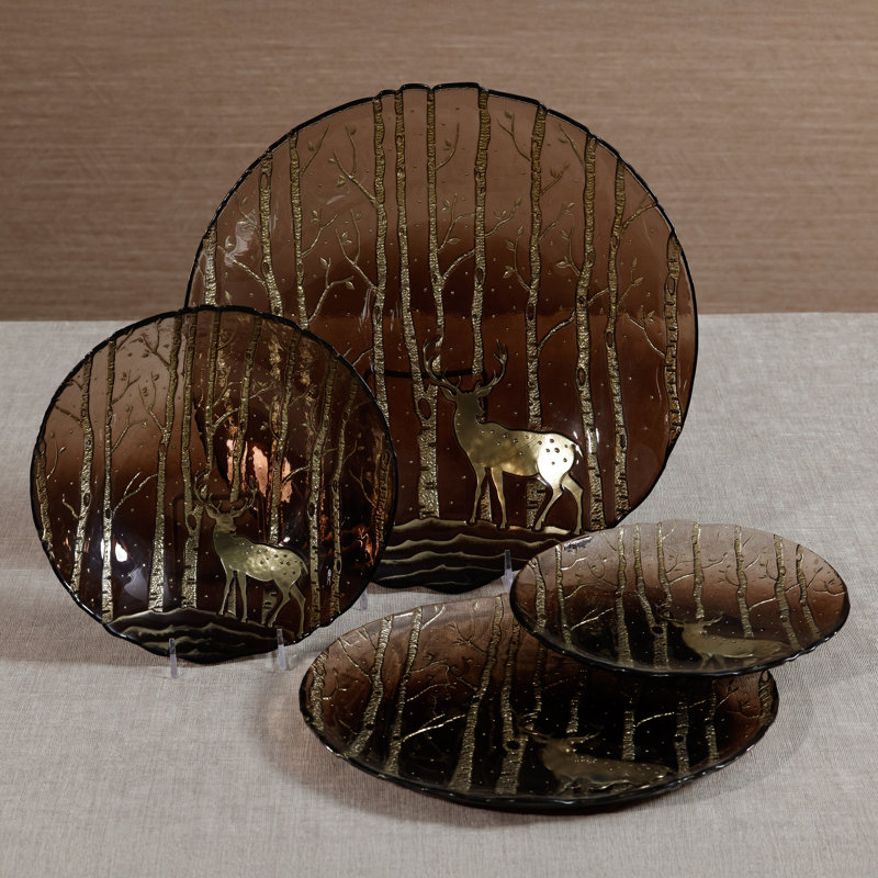 Ensemble de 6 assiettes en verre Konya, Taupe