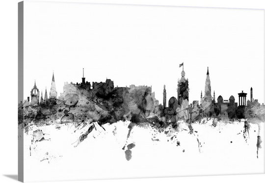 «Edinburgh Écosse Skyline» par Francy, impression, H 8 po x l 12 po x P 1,5 po, Toile