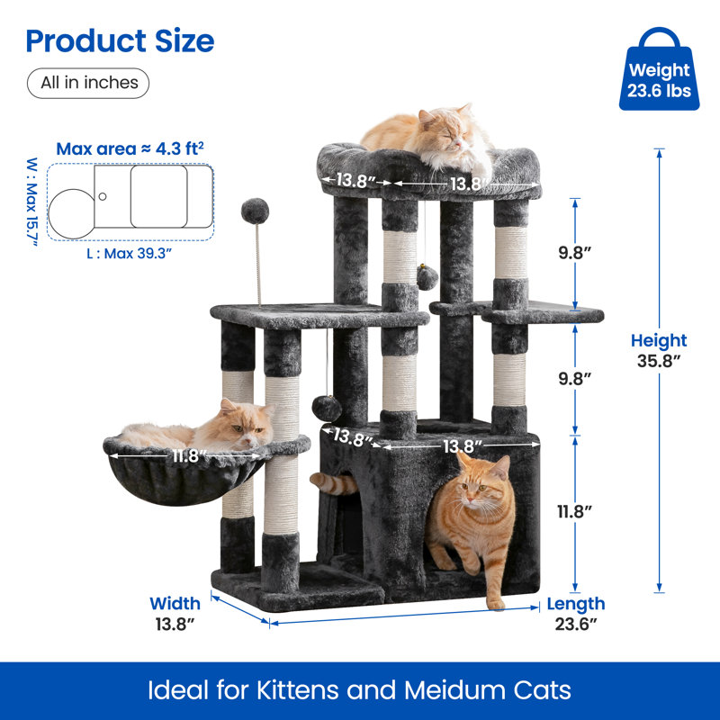 Darone 35.8'' H Cat Tree, Dark Gray