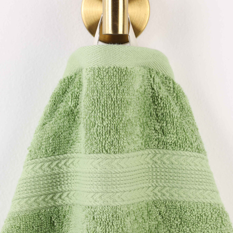 Ensemble de 6 serviettes de bain en coton écologiques à séchage rapide Hannu 450 g / m², Vert terrasse
